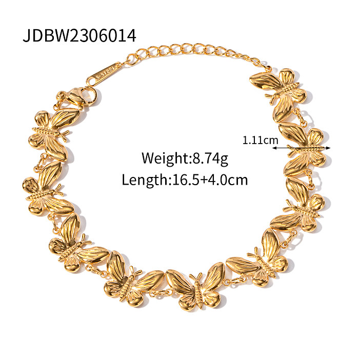 Elegant Butterfly Stainless Steel 18K Gold Plated Bracelets In Bulk