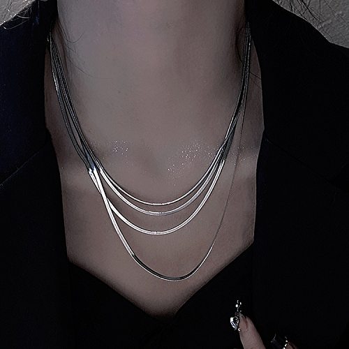 Hip-Hop U Shape Stainless Steel Layered Necklace 1 Piece