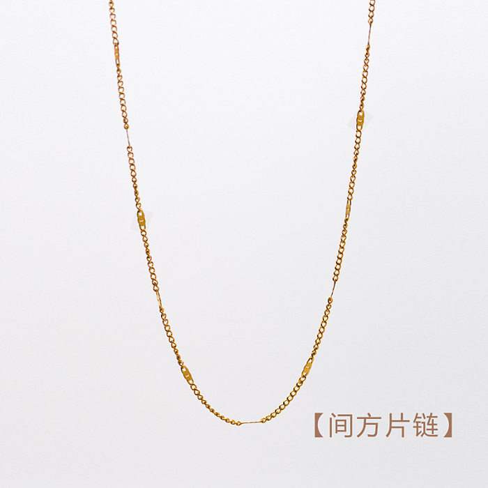 Simple Stainless Steel Chain 18K Gold-plated Necklace