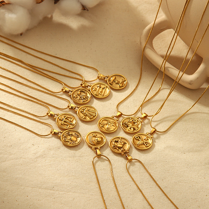 Collar colgante chapado en oro de 18 quilates de acero inoxidable con forma de cangrejo oceánico de constelación de estilo simple a granel