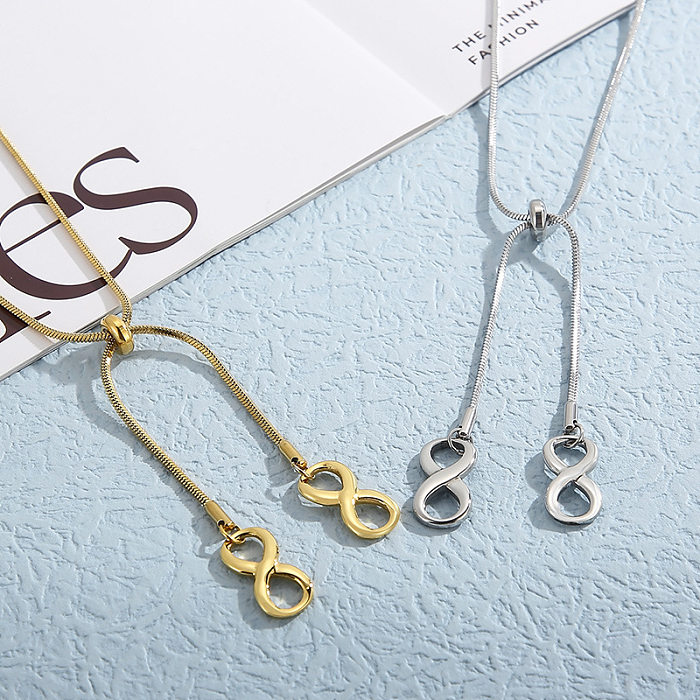 Collier pendentif carré en acier inoxydable, chaîne en os de serpent, numéro 8, à la mode