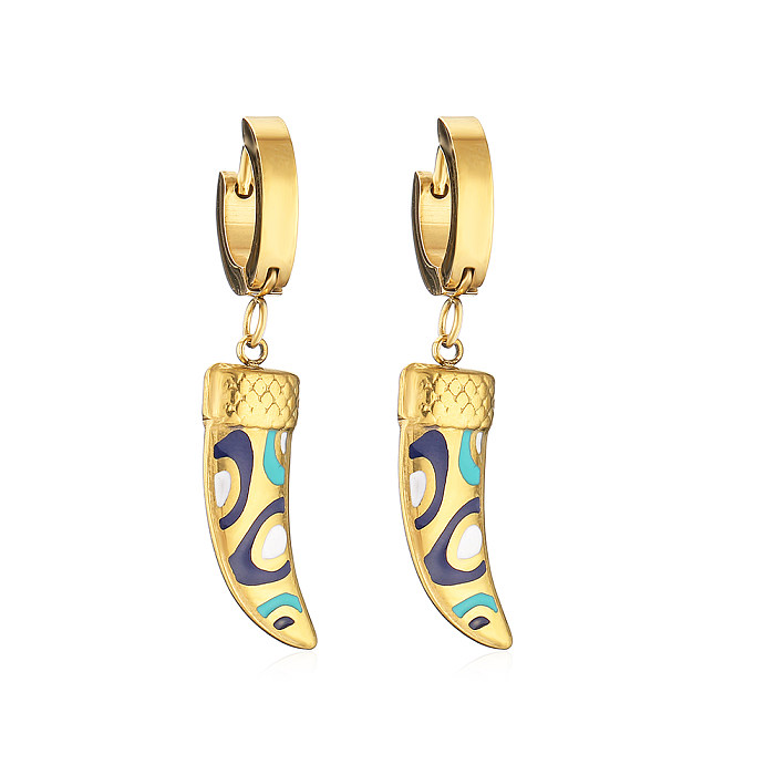 Boucles d'oreilles pendantes en acier inoxydable plaqué or 1 carats, 18 paire, Style INS, en forme de C, vente en gros