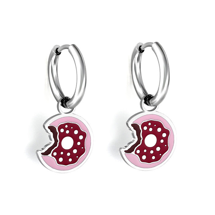 Boucles d'oreilles pendantes en acier inoxydable, 1 paire, Style Simple et doux, placage de fruits