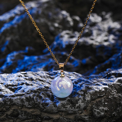 Collier de perles sirène en acier inoxydable plaqué or, chaîne de clavicule de perles colorées