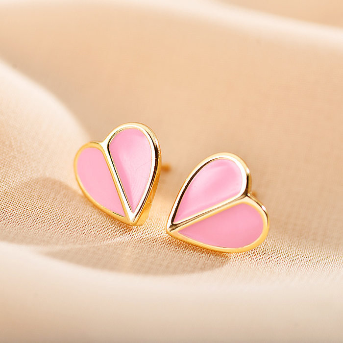 1 Pair Sweet Heart Shape Stainless Steel  Plating Gold Plated Ear Studs