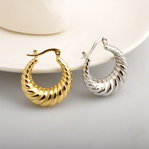 1 Pair Simple Style Stripe Stainless Steel Plating 18K Gold Plated Earrings