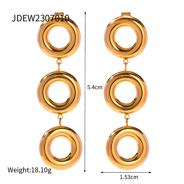 1 Paar IG Style Simple Style Circle Plating Hollow Out Edelstahl 18K vergoldete Tropfenohrringe
