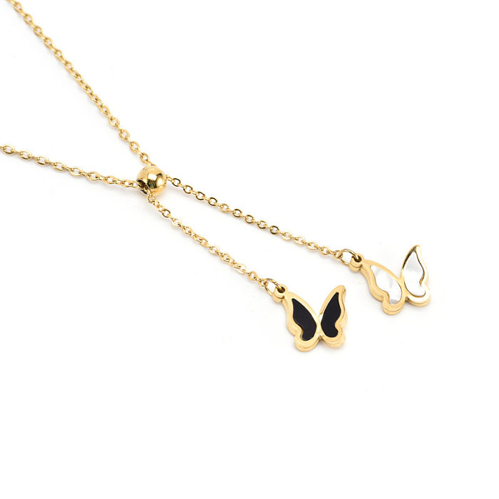 Süße Schmetterlings-Anhänger-Halskette mit Edelstahlbeschichtung