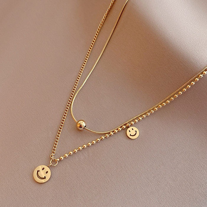 Simple Style Letter Smiley Face Stainless Steel  Plating Gold Plated Pendant Necklace
