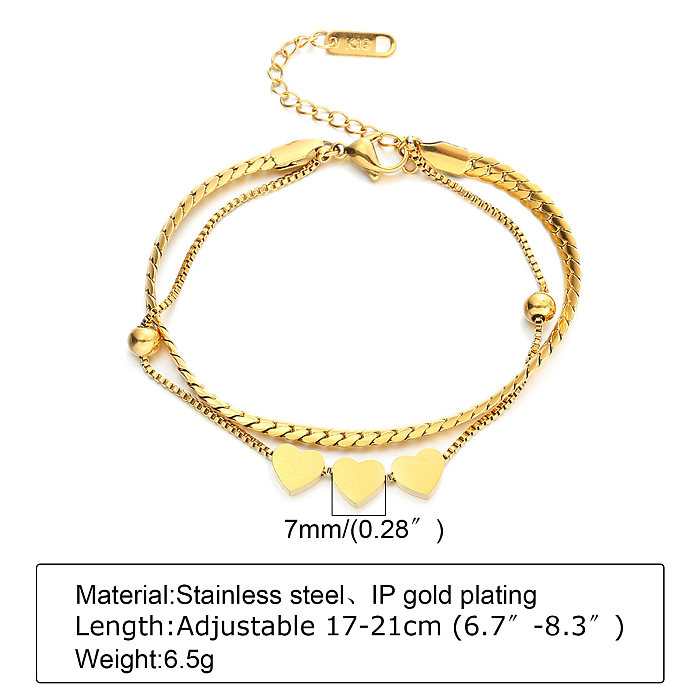 IG Style Simple Style Star Heart Shape Stainless Steel Charm Plating Inlay Shell Zircon 18K Gold Plated Bracelets