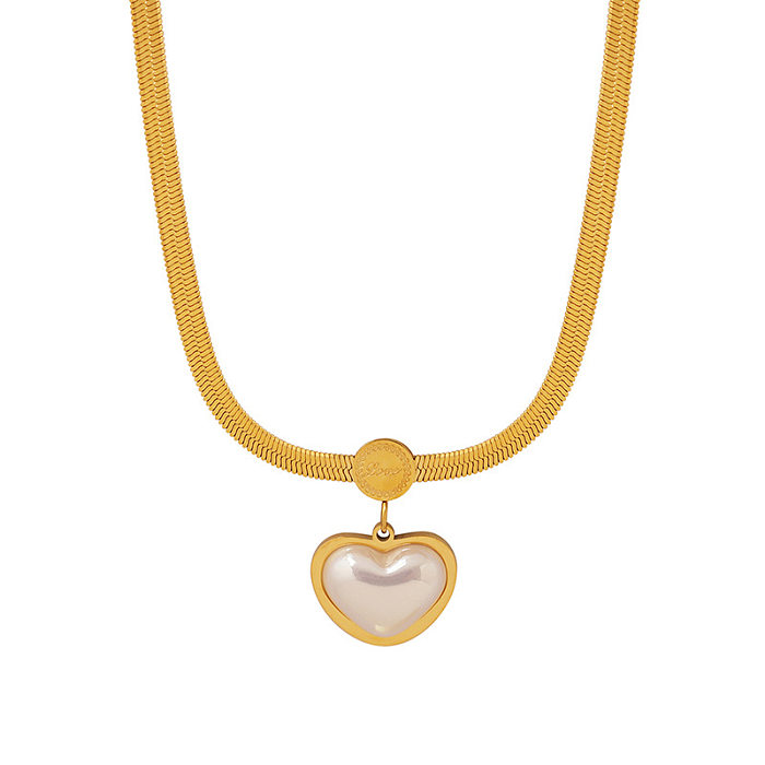 Collier pendentif plaqué en acier inoxydable, 1 pièce, Style Simple, en forme de cœur