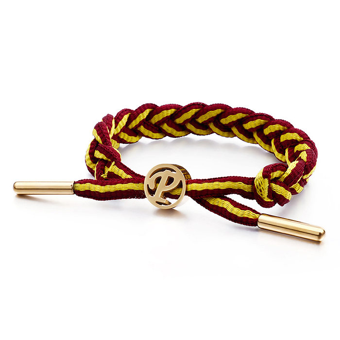 Fashion Stainless Steel Adjustable Basketball Shoelaces Golden Letter P Braided Hand Strap