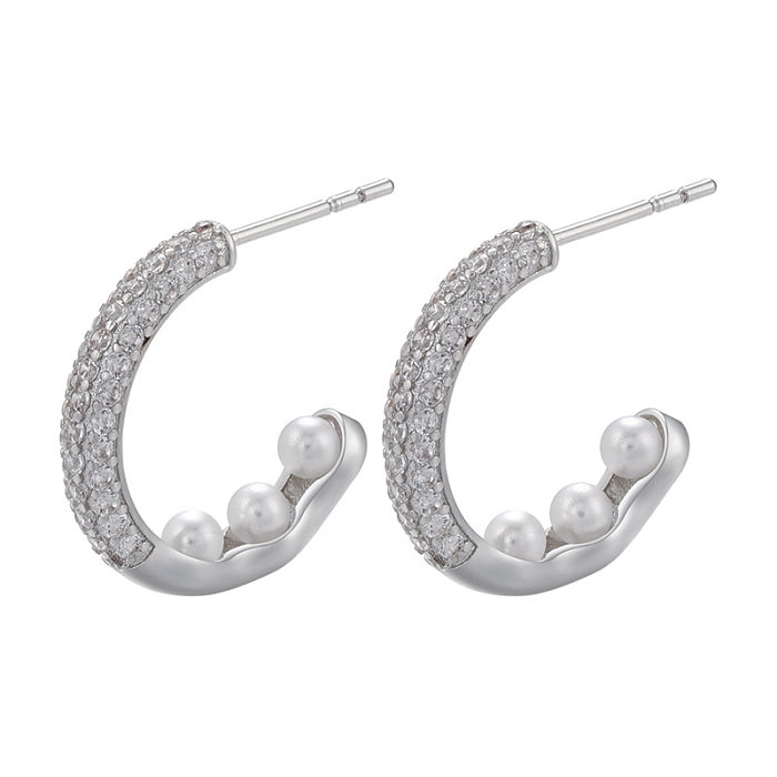 Fashion Solid Color Inlaid Zircon C-Shaped Ear Ring