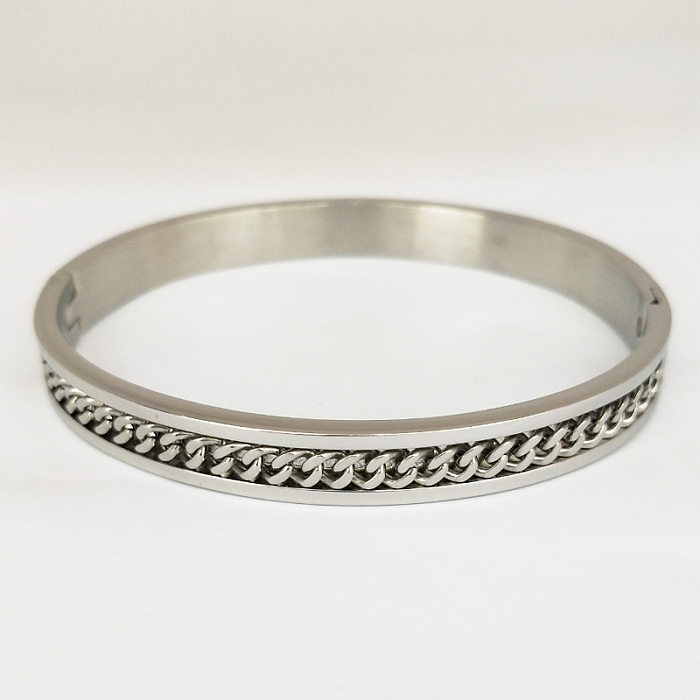 Simple Style Geometric Stainless Steel Chain Bangle