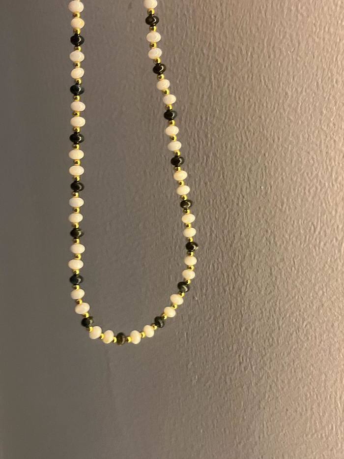 Collier ovale en agate plaqué or 18 carats, vente en gros, style baroque, perles en acier inoxydable