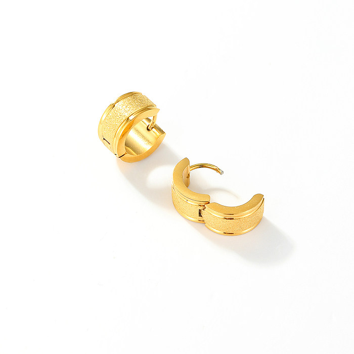 1 Pair Simple Style Solid Color Stainless Steel  Plating Hoop Earrings