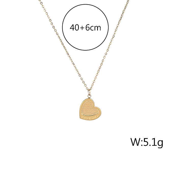 IG-Stil, schlichter Stil, Buchstabe, Herzform, Edelstahl, Edelstahl-Beschichtung, dreidimensionale 18-karätige Vergoldung, vergoldete Anhänger-Halskette