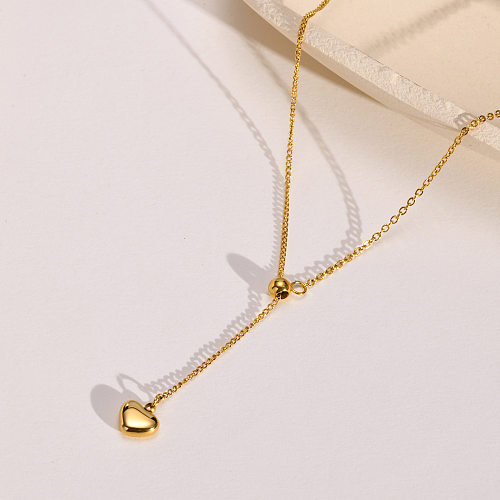 Collier pendentif en acier inoxydable en forme de cœur de style simple plaqué colliers en acier inoxydable