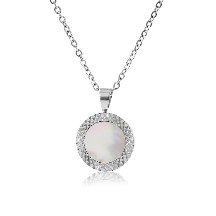 Modern Style Round Stainless Steel  Pendant Necklace In Bulk