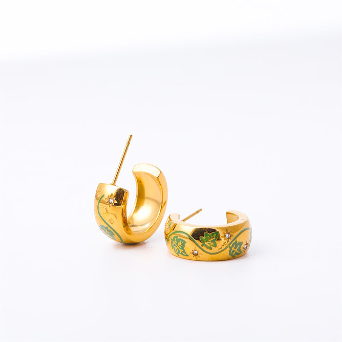 1 par de brincos de orelha banhados a ouro 18K estilo simples estilo streetwear flor chapeado