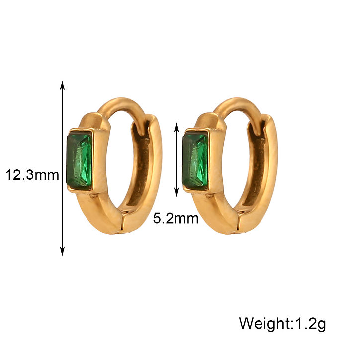 Fashion Geometric Stainless Steel  Inlay Zircon Earrings 1 Pair