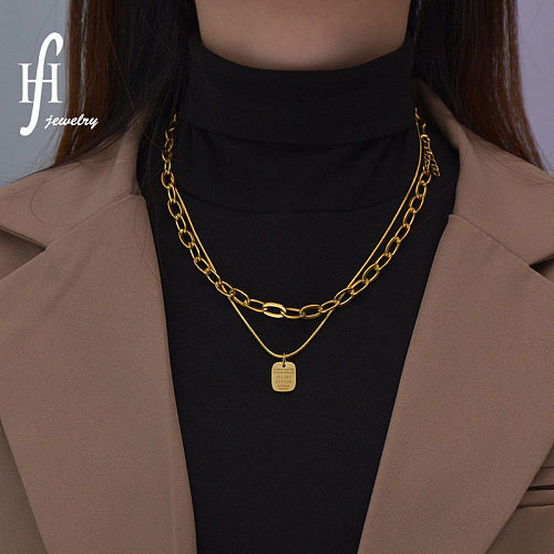 Koreanische einfache doppellagige quadratische Halskette