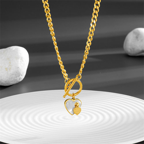 Roman Style Heart Shape Stainless Steel Plating Pendant Necklace