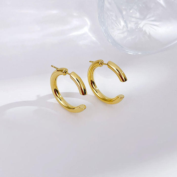 1 Pair Simple Style Geometric Stainless Steel  Gold Plated Earrings