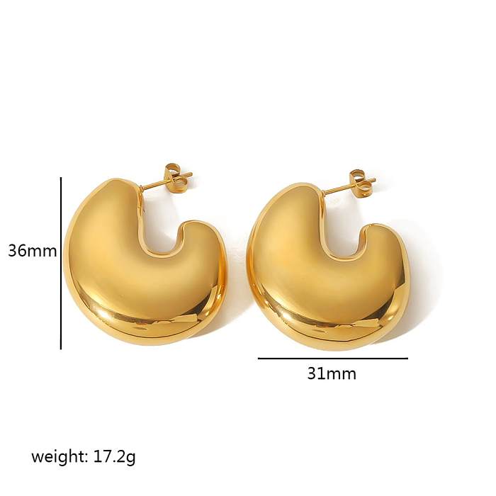 1 par de pinos de orelha banhados a ouro 18K, estilo simples, formato em U, polimento