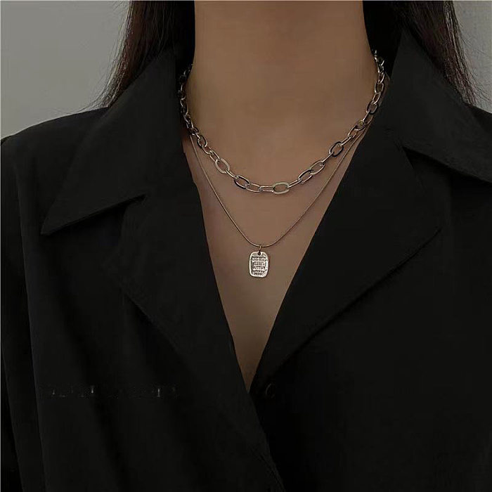 Rock Streetwear Geometric Stainless Steel Polishing Layered Necklaces Sweater Chain