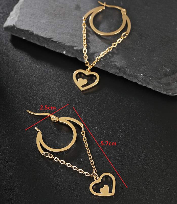 1 Pair Fashion Heart Shape Butterfly Stainless Steel  Plating Dangling Earrings