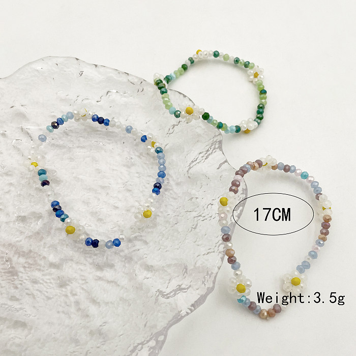 Bracelets plaqués or en cristal artificiel en acier inoxydable, Style Simple et mignon, en vrac