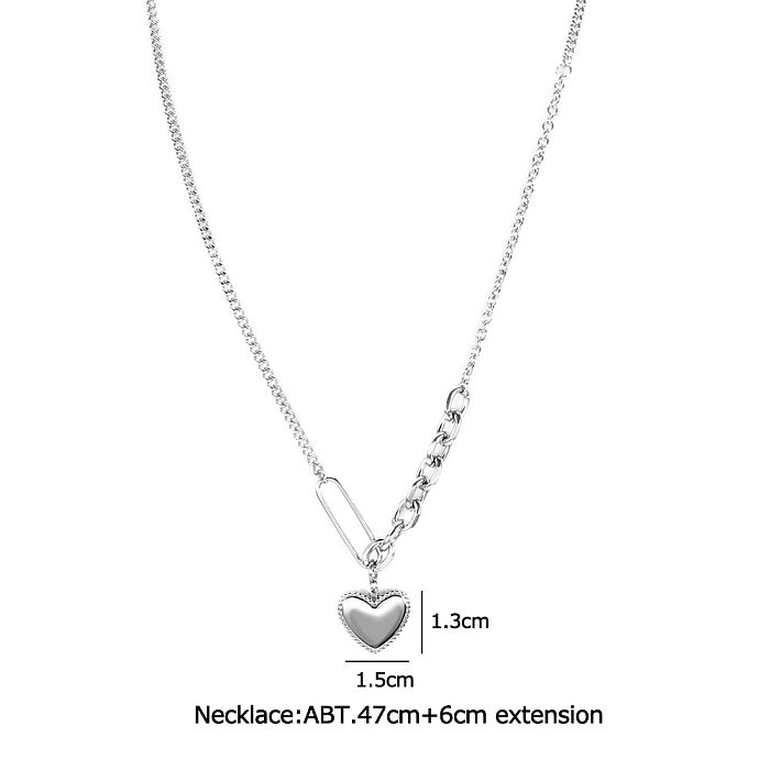 Modische herzförmige Halskette mit Anhänger aus Edelstahl, 1 Stück