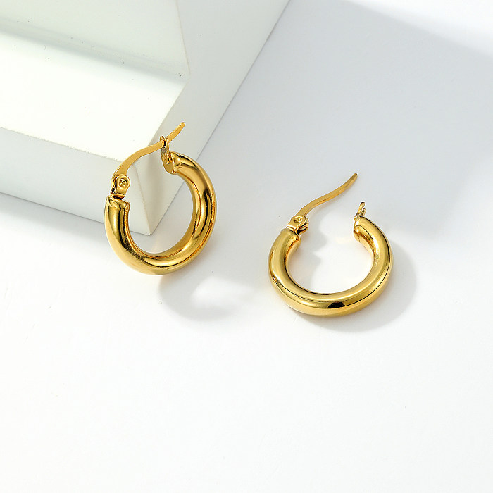 1 Pair Simple Style Circle Stainless Steel  Plating 18K Gold Plated Ear Studs