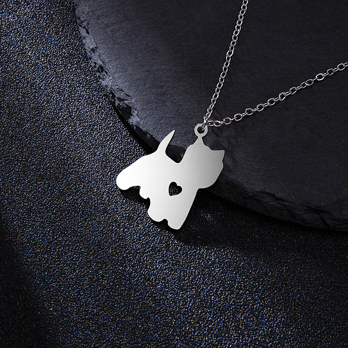 Simple Style Dog Heart Shape Stainless Steel  Pendant Necklace Hollow Out Stainless Steel  Necklaces 1 Piece