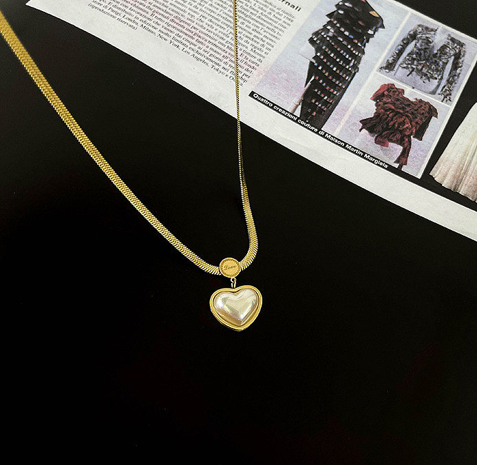 Korean Pearl Love Snake Bone Stainless Steel Necklace Wholesale jewelry