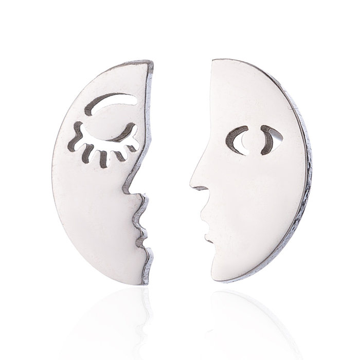 1 Pair Fashion Human Face Stainless Steel Ear Studs