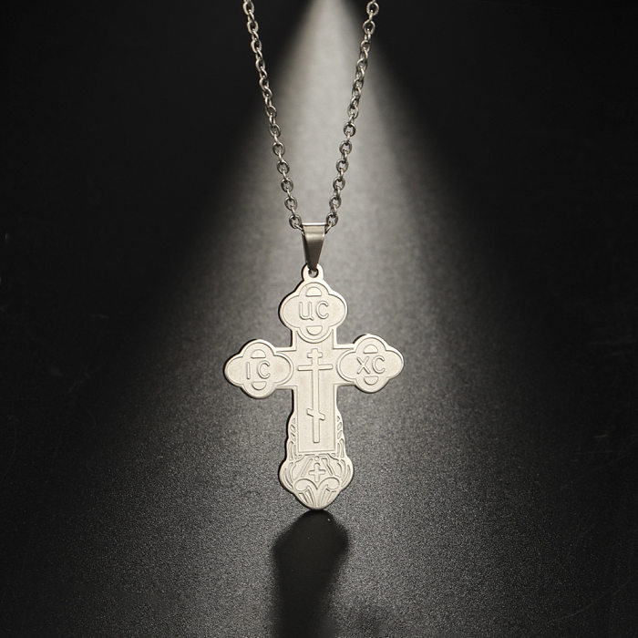 Retro Simple Style Cross Stainless Steel  Plating Pendant Necklace