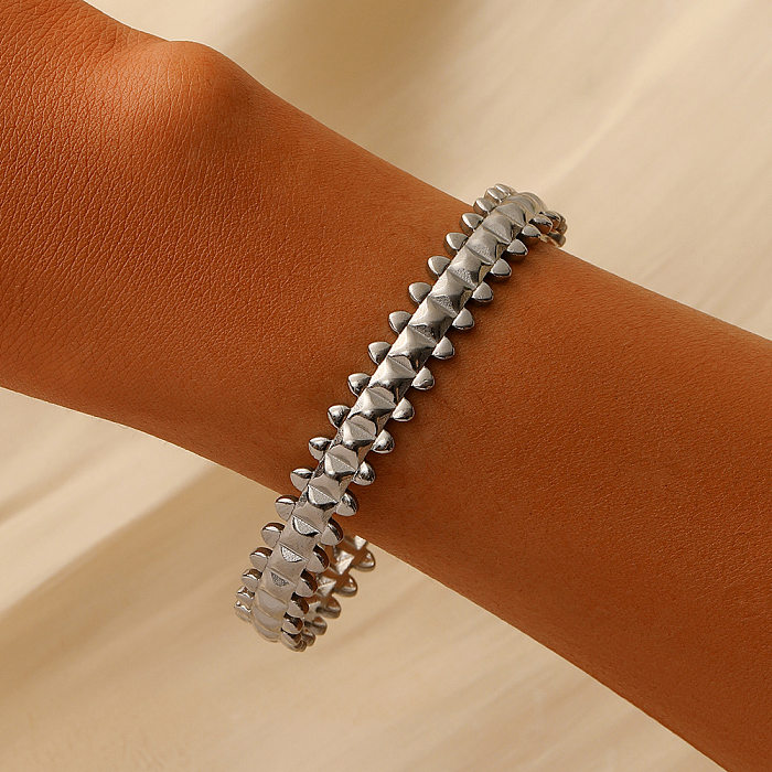 Bracelet plaqué en acier inoxydable avec losanges de style simple, 1 pièce