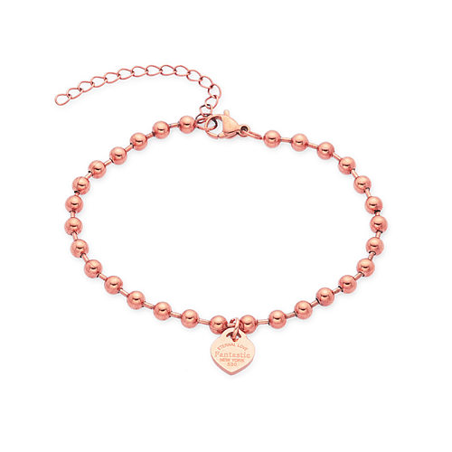 Bracelets perlés en acier titane en forme de cœur de style simple