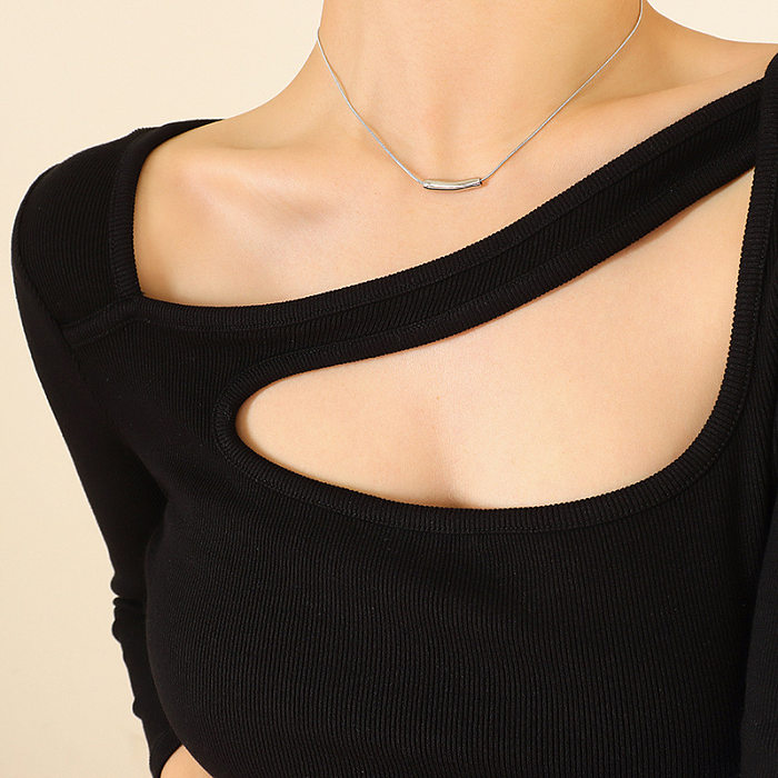 Fashion Jewelry Smile Necklace Stainless Steel Gold Plated Minimalist Clavicle Chain