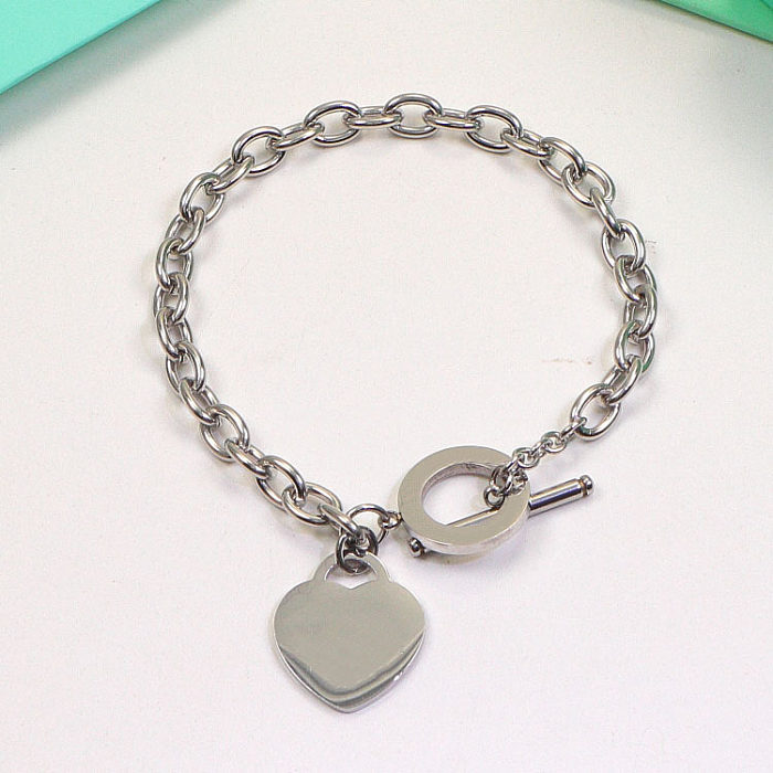 Simple Style Heart Shape Stainless Steel Toggle Plating Bracelets