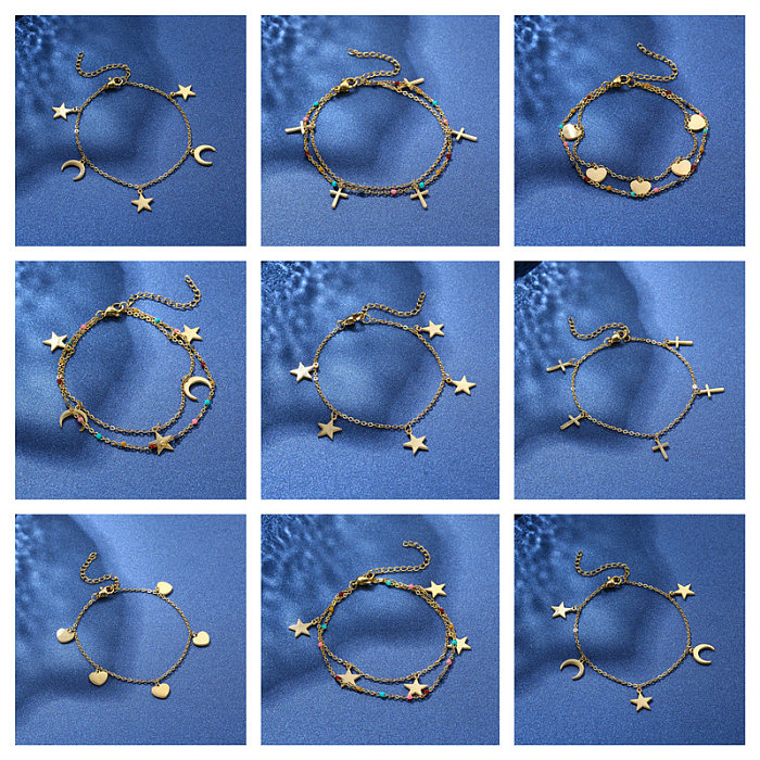 Bracelets en Acier Titane Forme Coeur Étoile Mode 1 Pièce