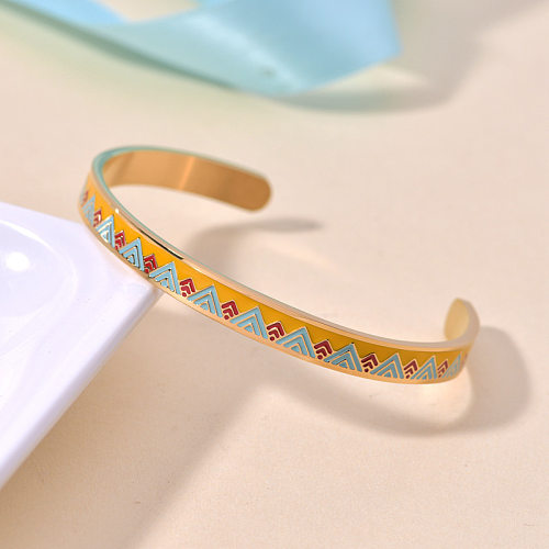 Bracelet en émail et acier titane avec bloc de couleurs de style simple