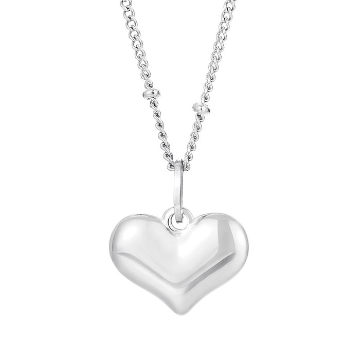 Modern Style Heart Shape Stainless Steel  Stainless Steel Plating 18K Gold Plated Pendant Necklace