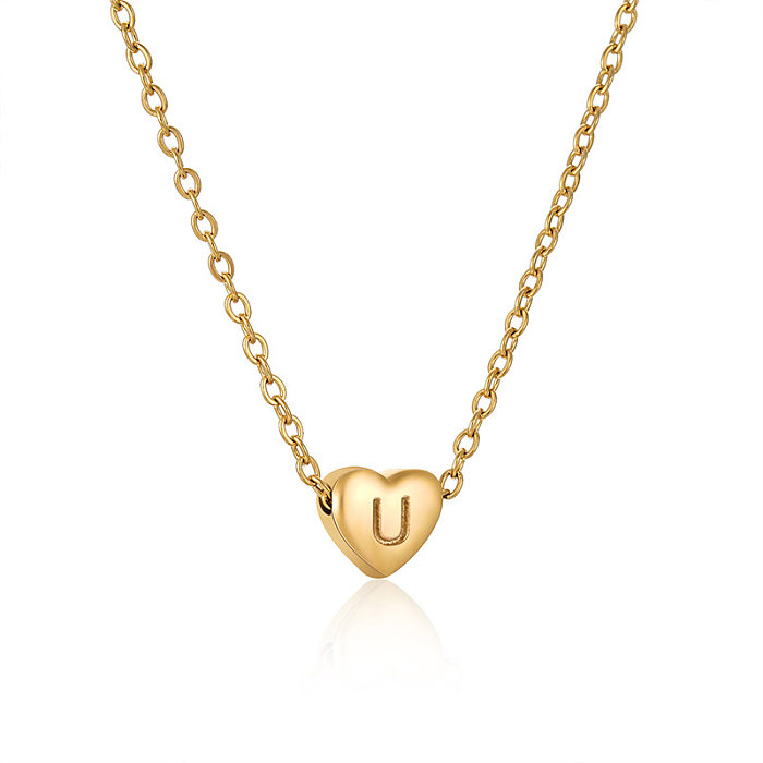 Fashion Letter Stainless Steel  Pendant Necklace Gold Plated Stainless Steel  Necklaces