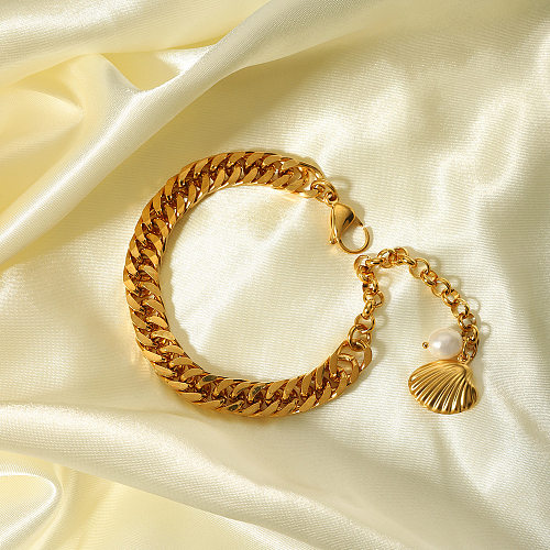 Wholesale Vintage Style Shell Stainless Steel Plating 18K Gold Plated Bracelets