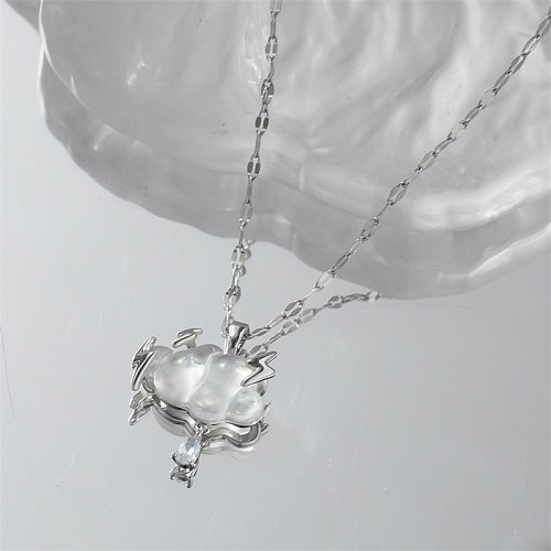 1 pieza de collar con colgante de circonio con incrustaciones de acero inoxidable con relámpago de nubes de estilo Simple