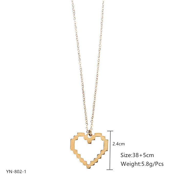 Streetwear Moon Heart Shape Lock Stainless Steel  Plating Pendant Necklace