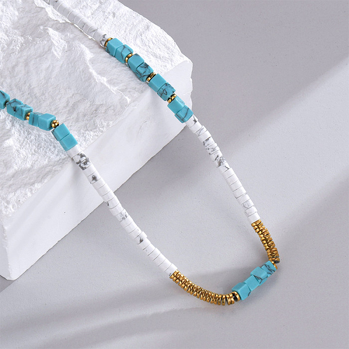 Commute Farbblock-Halskette aus 18 Karat vergoldetem Edelstahl in großen Mengen